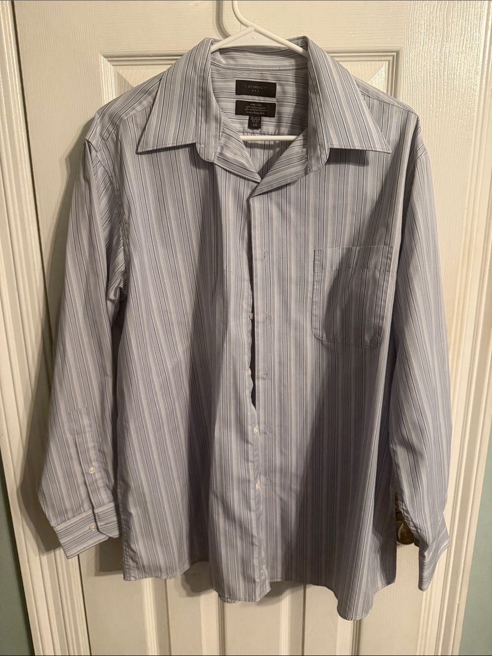 Covington Light Blue and White Striped Casual Button-Down Shirt
